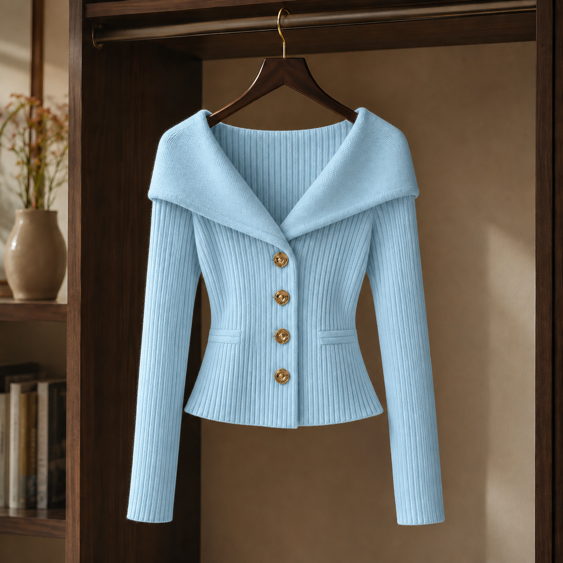 Josephine-Kate Ribbed Sweater - Blue