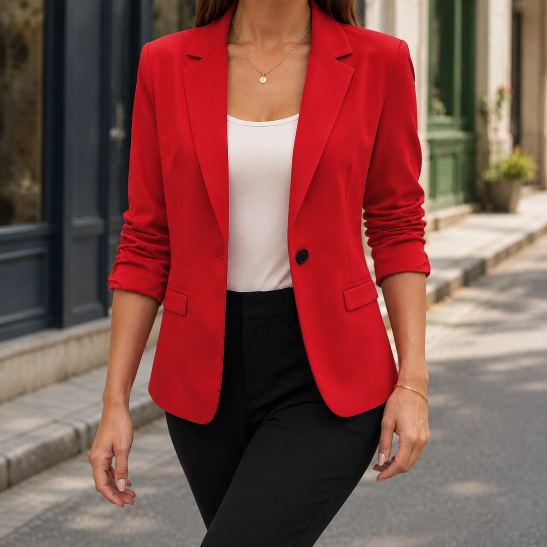 Natalia-Grace Tailored Blazer - Red