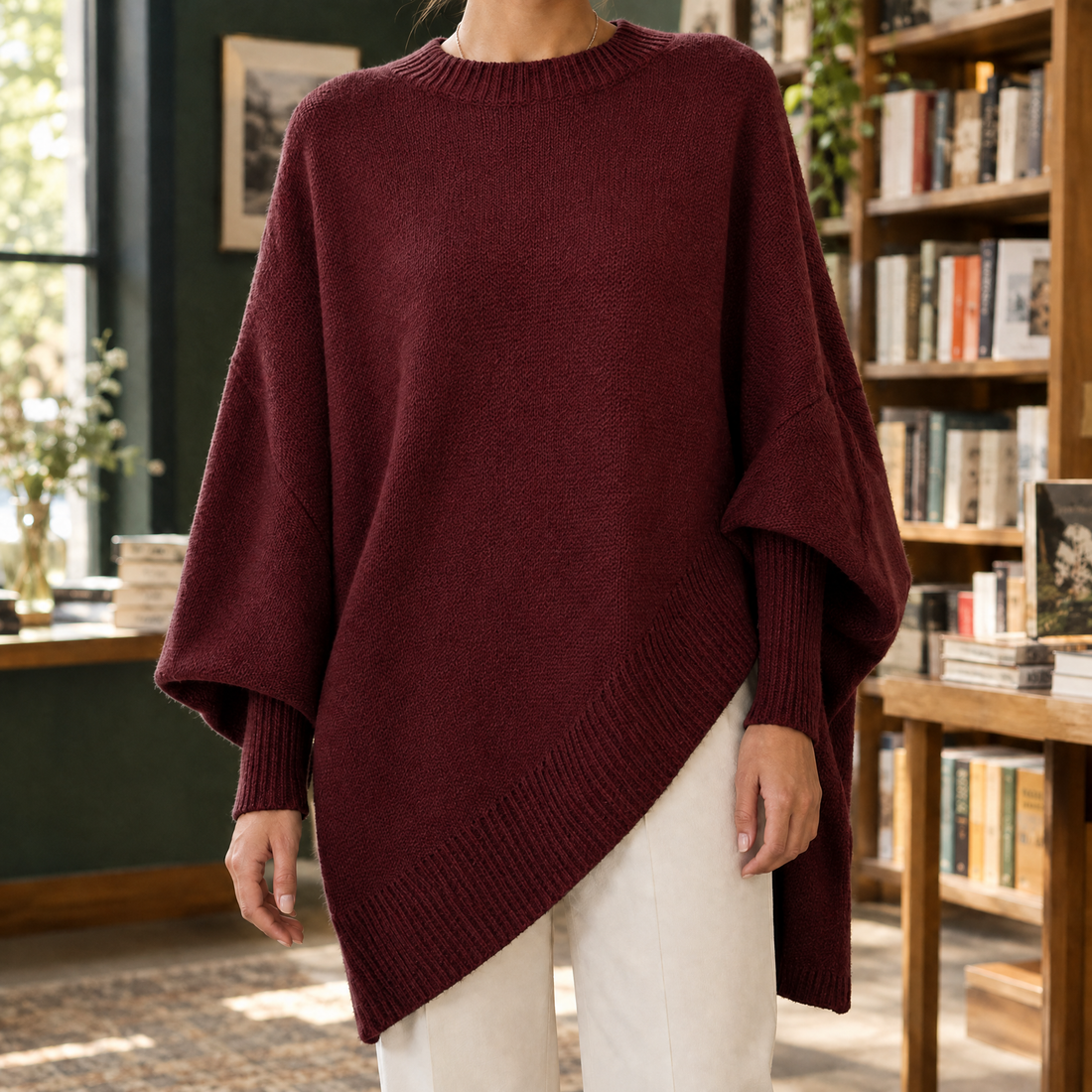 Westcott Poncho Sweater - Red