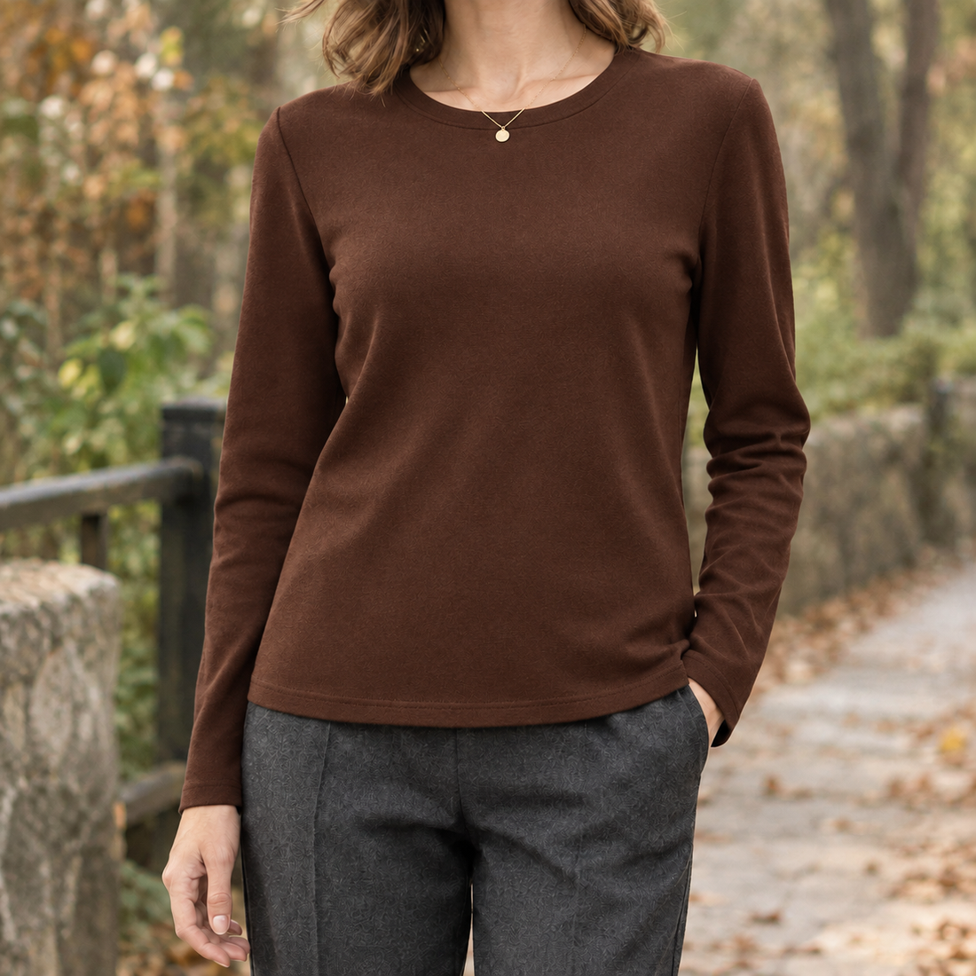 Eleanor-Skye Wool Silk Top - Brown