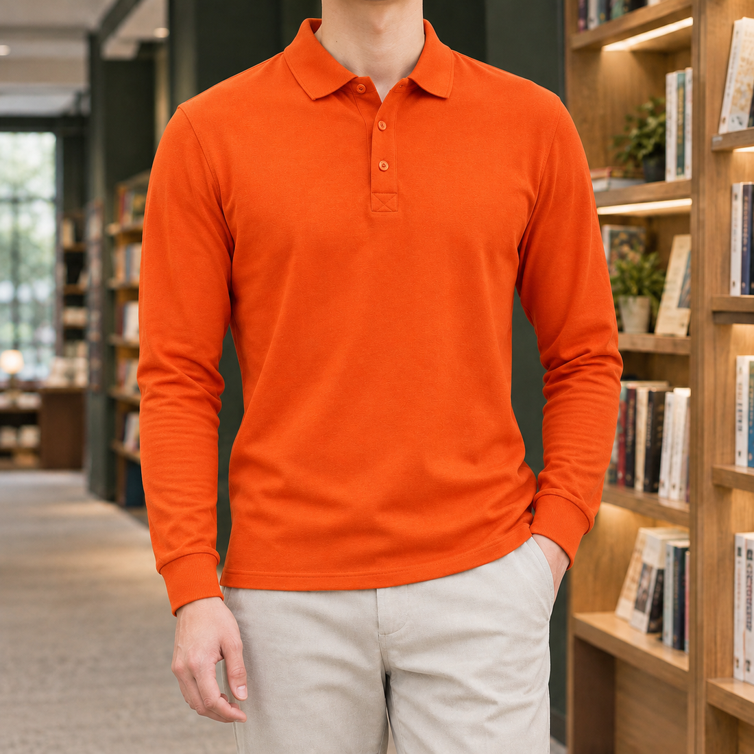 Silvain-Reid Long Sleeve Polo - Orange