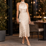 Madeleine-Lane Halter Midi Dress - Apricot