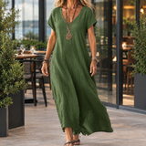 Oriane-Sage Relaxed Maxi Dress - Army Green