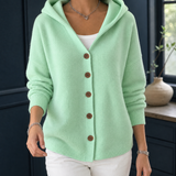 Hazel-Sage Hooded Cardigan - Green