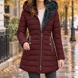 Gemma-Pearl Quilted Jacket - Wine Red