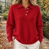 Blair-Mae Relaxed Polo Sweater - Red