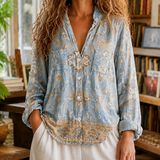 Isabella-Sage Relaxed Blouse - Light Blue