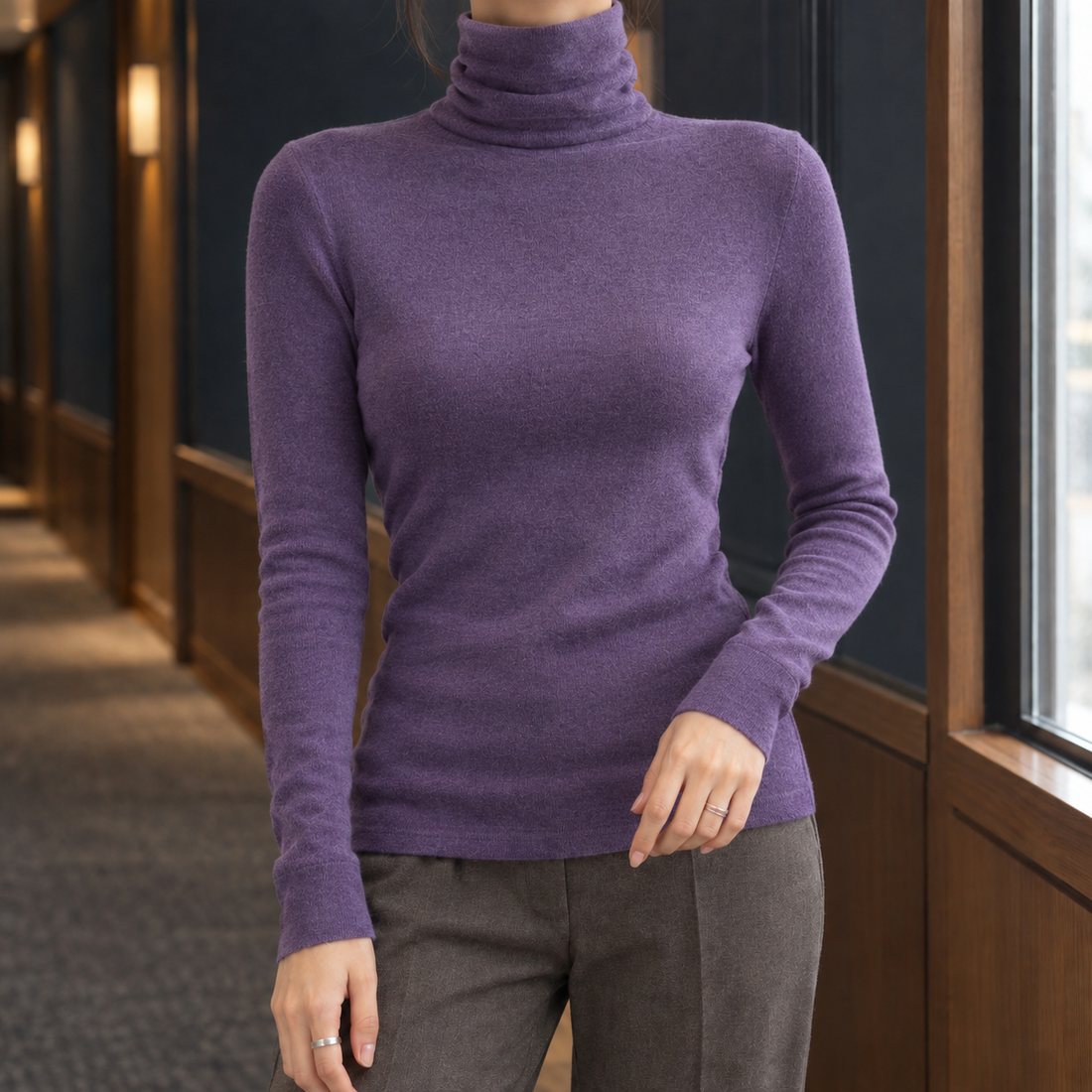 Grace-Hope Slim Turtleneck - Dark Purple