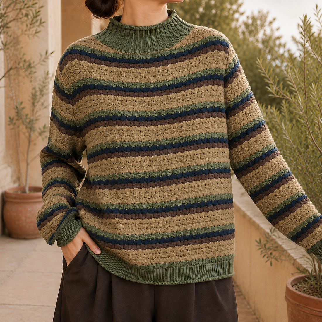 Isabella-Kate Textured Sweater - Khaki
