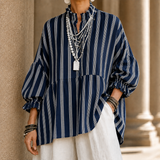 Bianca-Sage Ruffle Top - Navy Blue