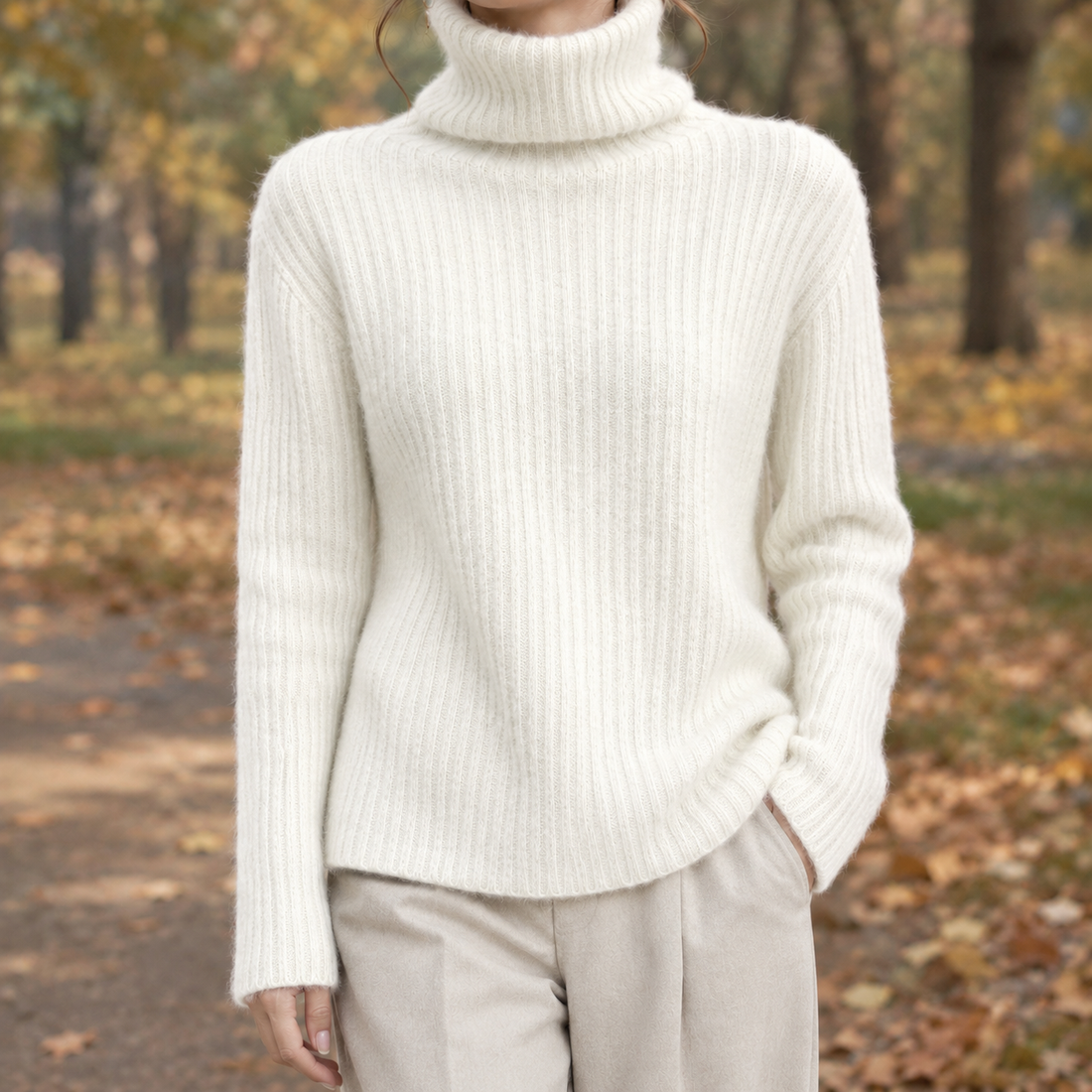 Annabel-Claire Ribbed Sweater - White