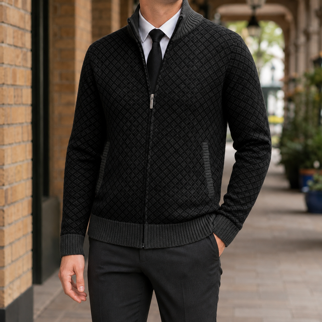 Marco Zip Sweater - Black
