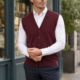 Giles Fine Knit Vest - Burgundy