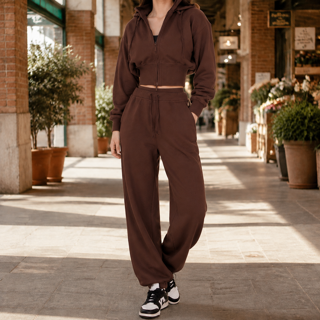 Penelope-June Cropped Tracksuit - Brown