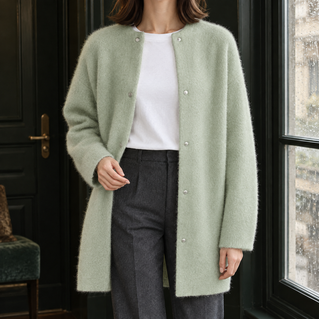 Gemma-Jane Brushed Cardigan - Light Green