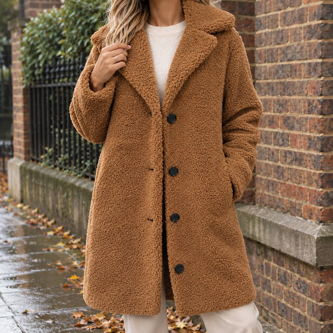 Becca-Grace Teddy Overcoat - Brown