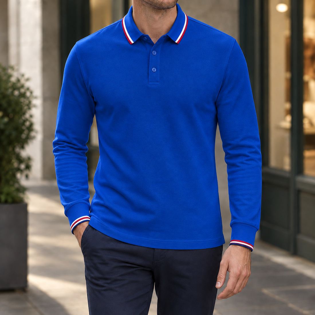 Zane-Hayes Tipped Polo - Belted Collar-royal Blue
