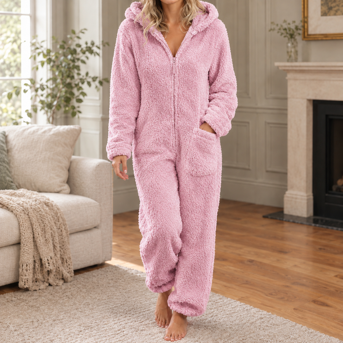 Evadne Hooded Jumpsuit - Dark Pink