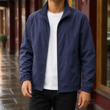 Matthias-Grant Stand Collar Jacket - Dark Blue