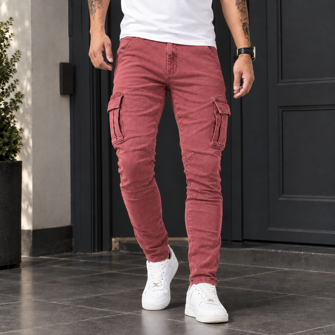 Maximilian Slim Cargo Pants - Red