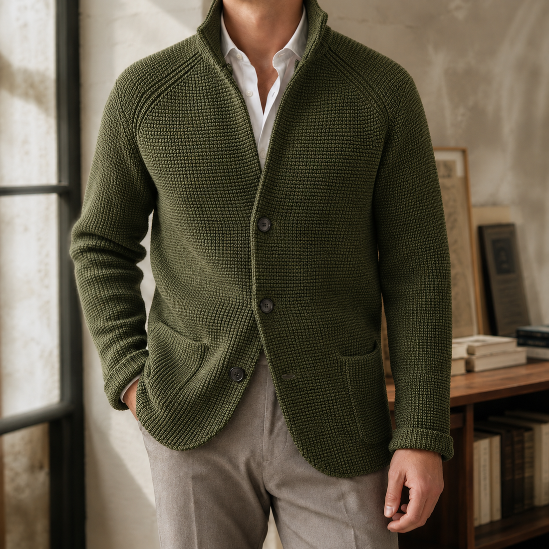 Zephyrin-Tate Textured Jacket - Army Green