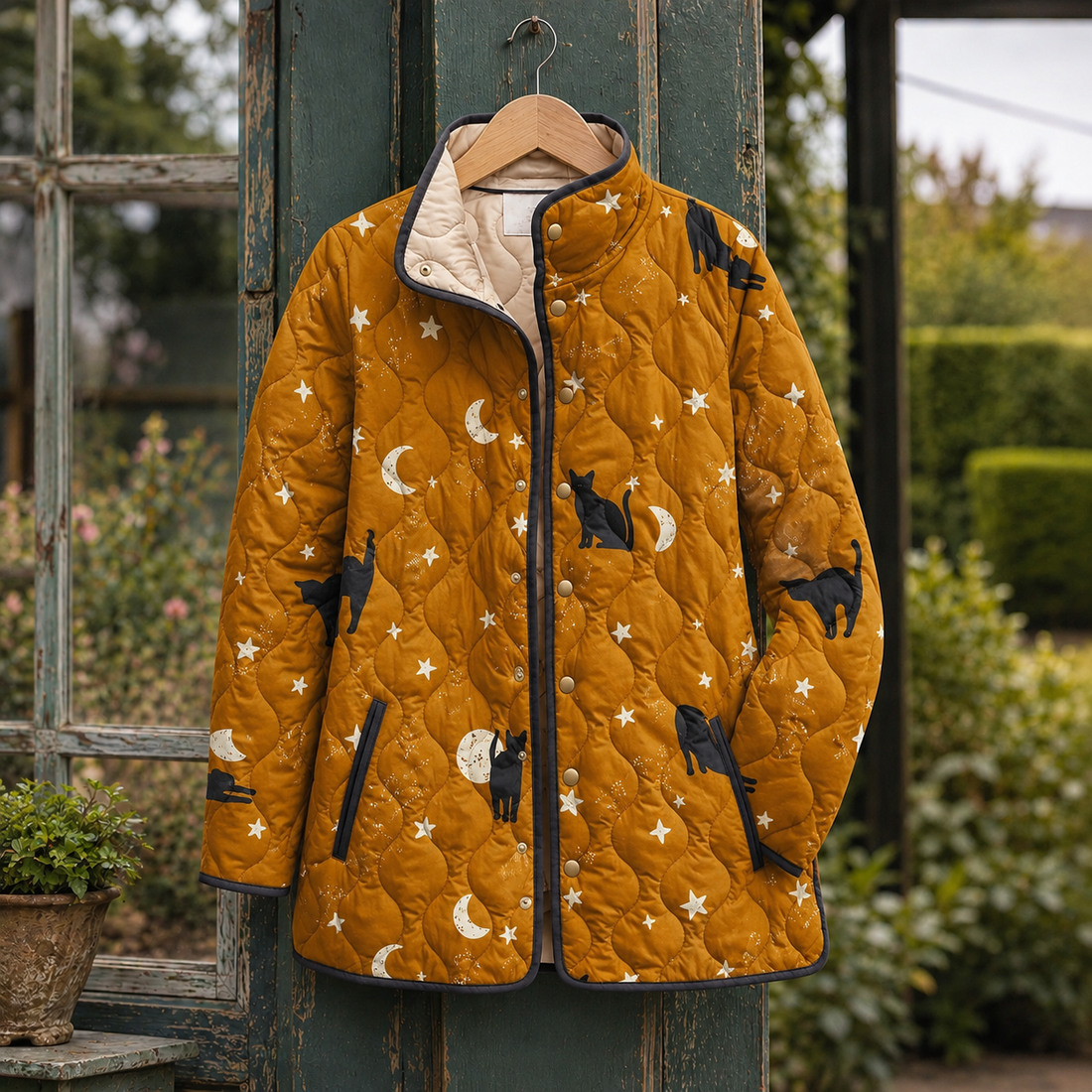Adriana-Claire Quilted Jacket - Mustard Cat