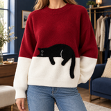 Edith-Rose Cat Sweater - Red