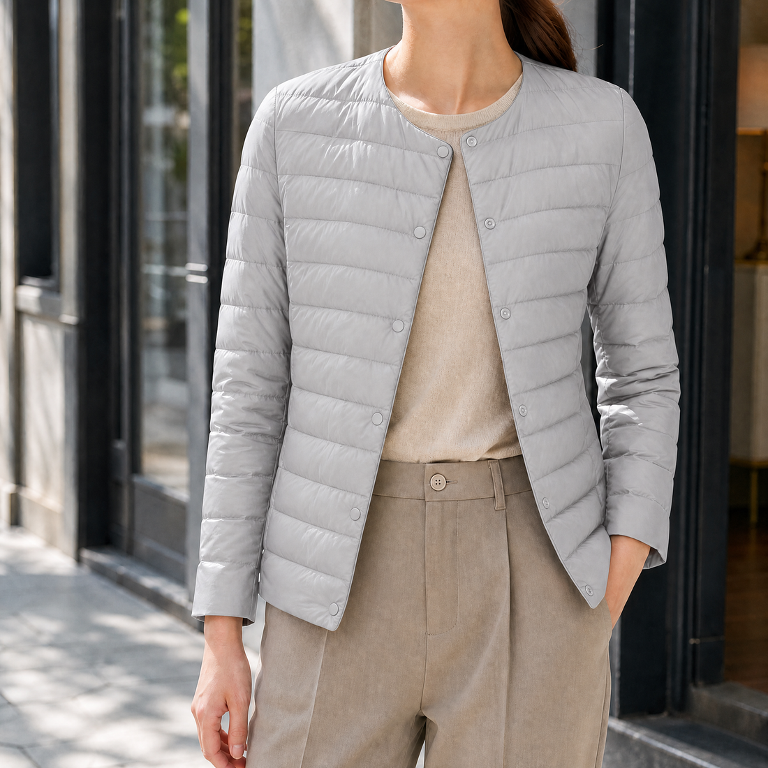 Mackenzie-Mae Quilted Jacket - Light Gray