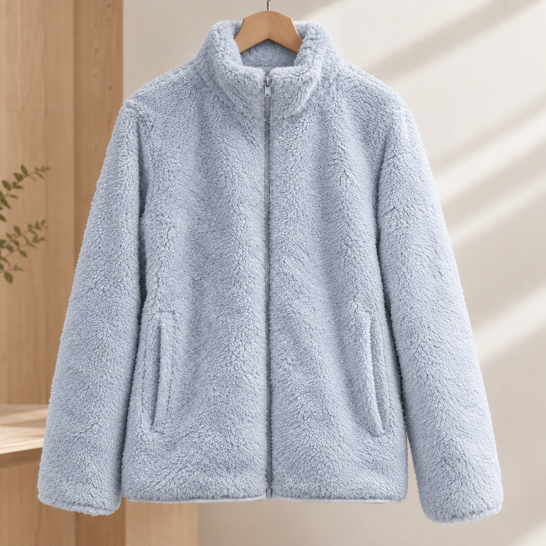 Lily Plush Zip Jacket - Light Blue
