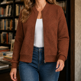Leonie Geometric Bomber Jacket - Brown