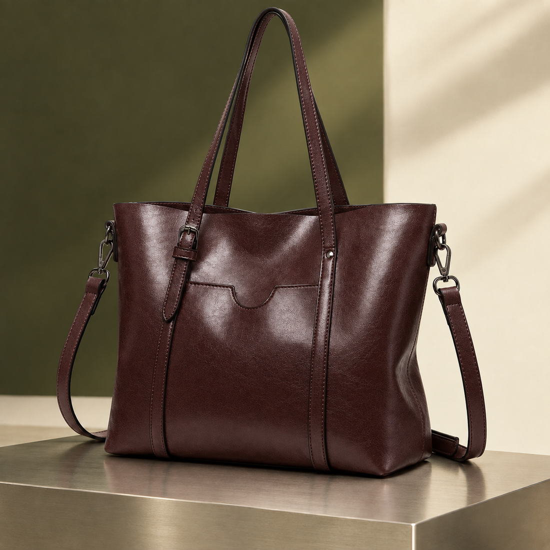 Ancona Convertible Tote Bag - Dark Brown