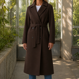 Cordelia Belted Overcoat - Chocolate Brown