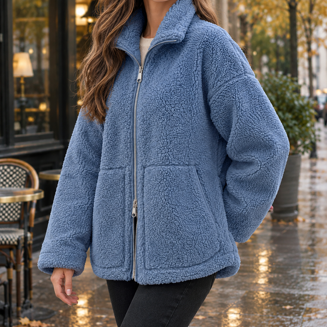 Autumn-Louise Teddy Jacket - Haze Blue