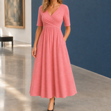 Demelza-Grace Wrap Midi Dress - Pink