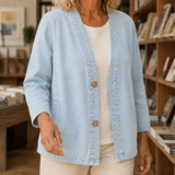Adele-Jade Washed Cotton Jacket - Clear Blue
