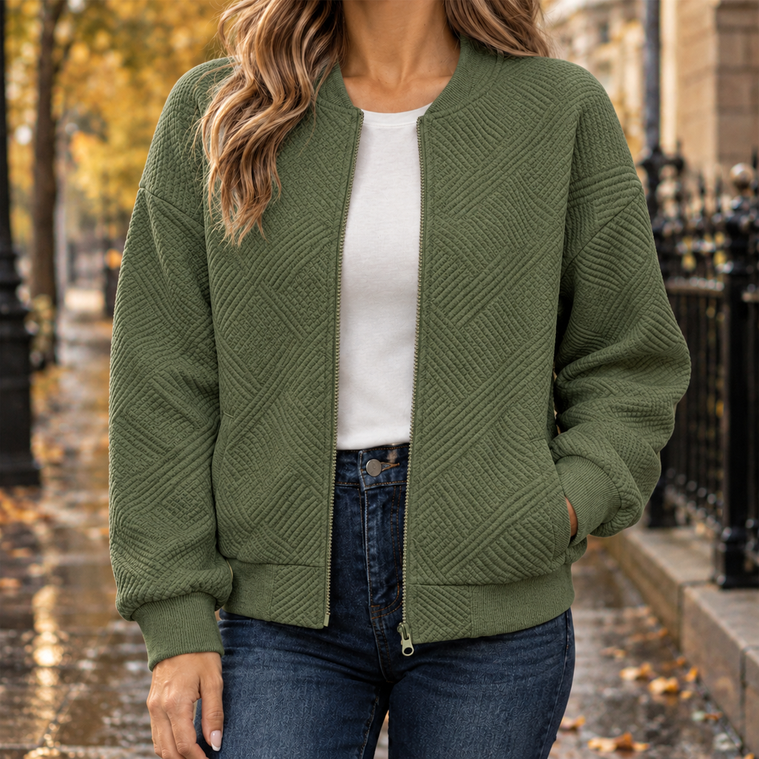 Valentine-Faye Quilted Jacket - Army Green