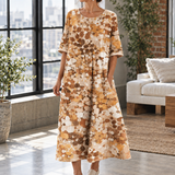 Blair-Pearl Gathered A-Line Dress - Khaki