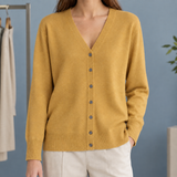 Diantha-Grace V Neck Cardigan - Yellow Camel