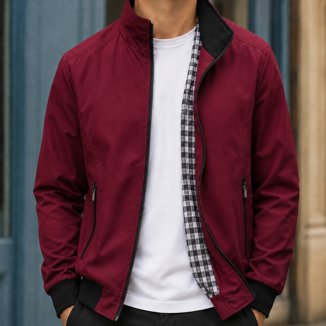 Graham-Tate Bomber Jacket - Red/black