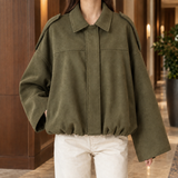 Chantal-Pearl Suede Blouson Jacket - Army Green