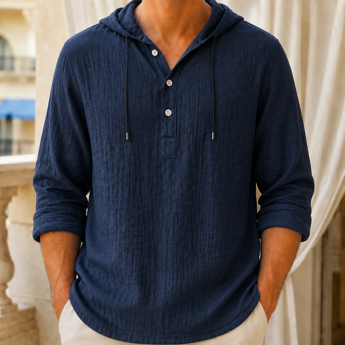 Clement Hooded Shirt - Navy Blue