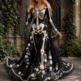 Lucinda-Elise Skeleton Maxi Dress - Black White