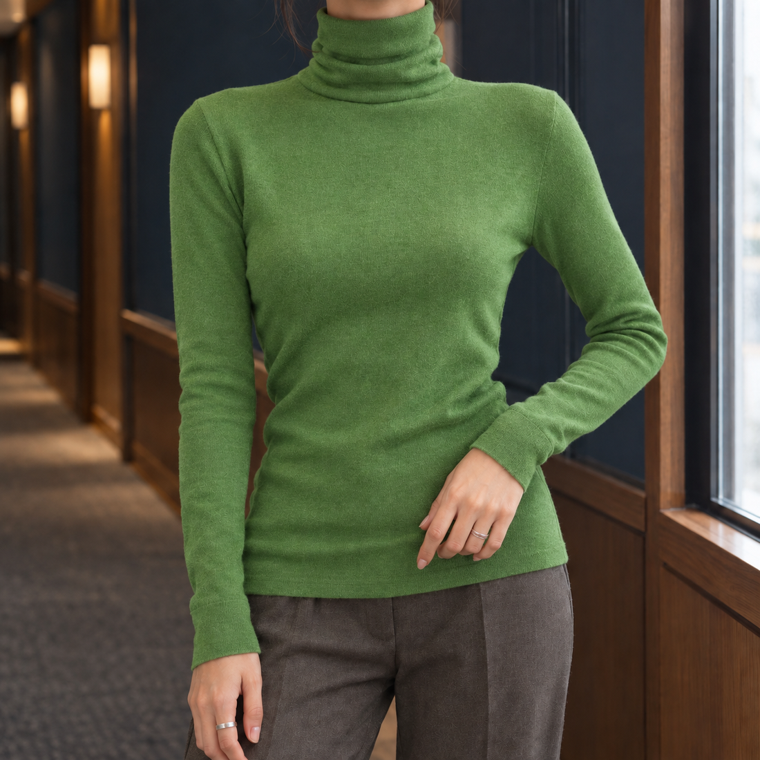Grace-Hope Slim Turtleneck - Green