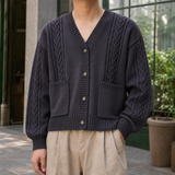 Jonathan-Cole Cable Knit Cardigan - Violet Gray