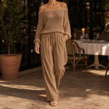 Eleanor-Hope Off-Shoulder Set - Khaki