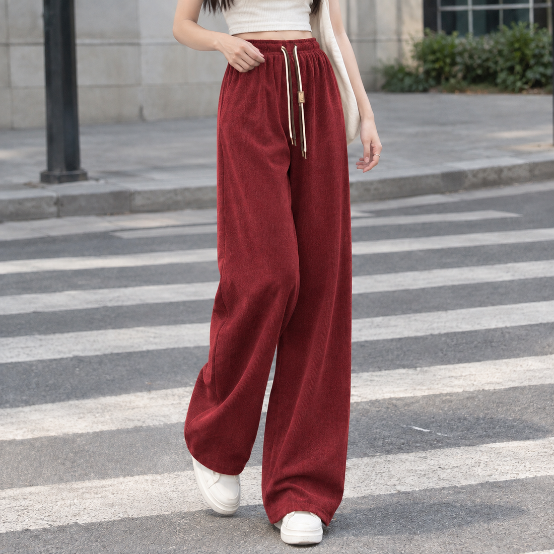 Iolanthe-Grace Wide Leg Pants - Wine Red