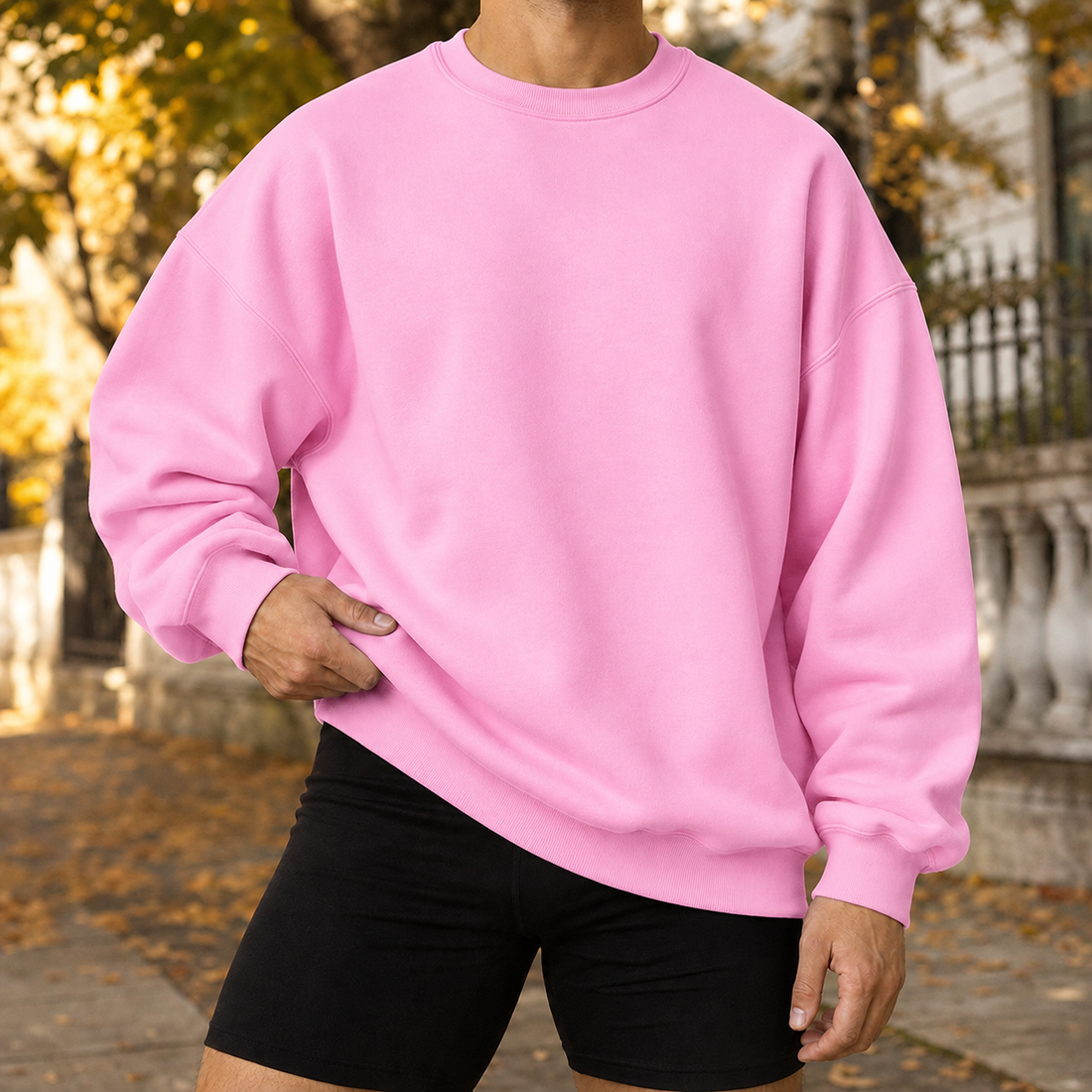 Havelock-Grey Oversized Sweatshirt - Round Neck Pink