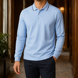 Esteban Tipped Collar Polo - Blue
