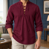 Graham-Wade Lace-Up Shirt - Burgundy