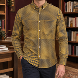 Mathias-Dean Gingham Shirt - Mustard Yellow Navy